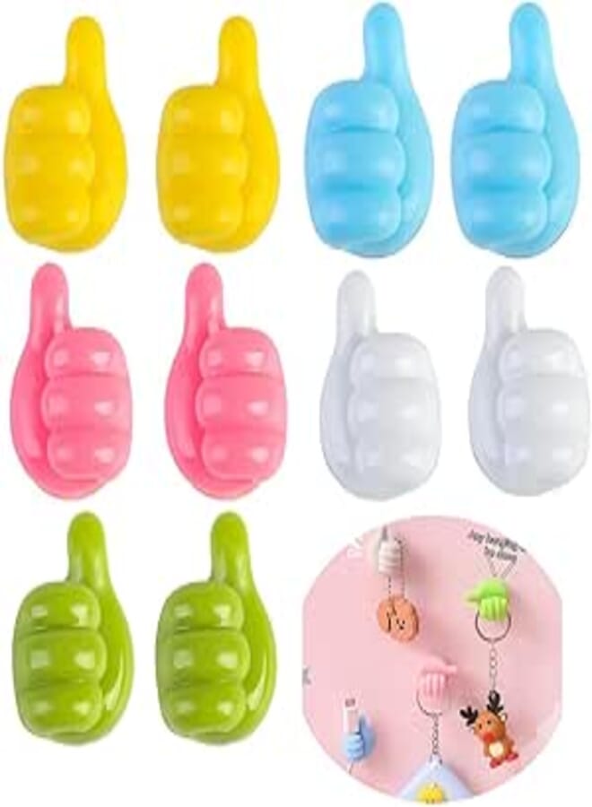 10PCS Cable Clips, Thumb Cord Organizer Adhesive Cord Organizer Multifunctional Cable Management Fun Wall Hook Wire Clips for Desktop Home Office Data Cable Key Storage